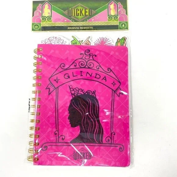 Wicked The Movie Pink Glinda 96 Page Spiral Tab Journal 8.25