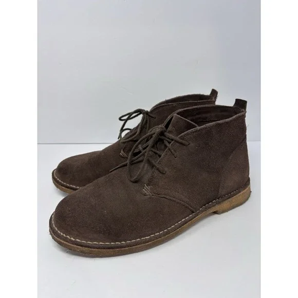 L.L Bean Chukka Boots Men Suede Leather Lace Slip on Brown Size 13 Wide