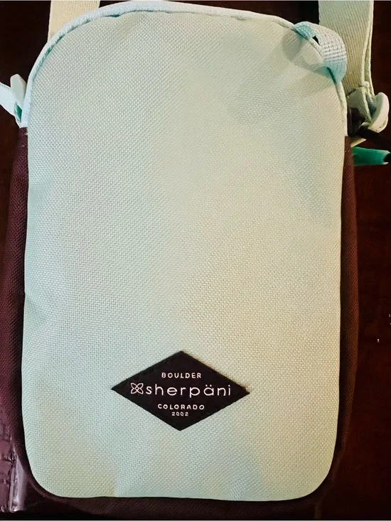 Sherpani Rogue Crossbody Bag Mint & Brown Lightweight Travel Everyday Purse