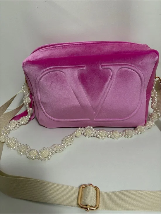 Valentino Large Velvet Pouch with straps