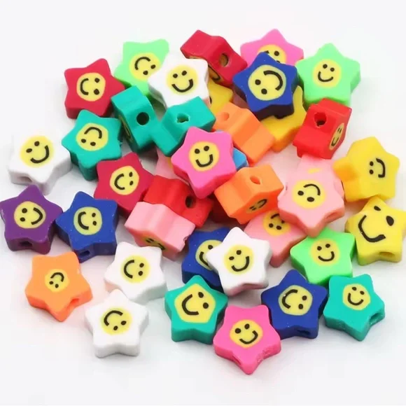 Mix Smiley Happy Face Polymer Clay Beads - 10mm - Fash Brand