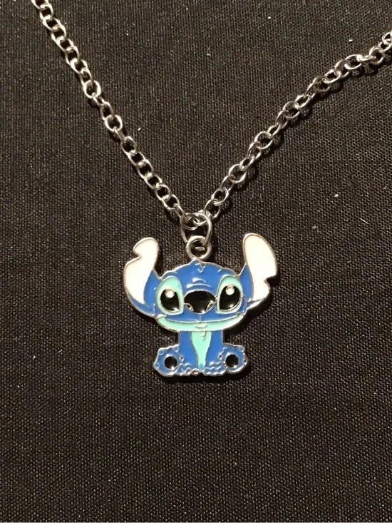 Blue Stitch Character Pendant Necklace - Kids Accessories