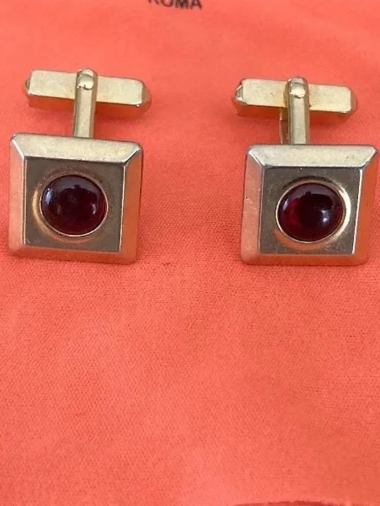 1954 Swank Gold & Red stone Cff-Links