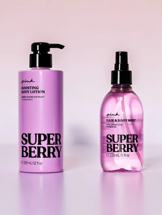 Victoria’s Secret PINK Super Berry Boosting Body Lotion Set Nwt