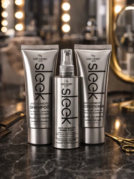 Hair Chemist Sleek Anti-Humidity Hair Care Set | Shampoo Conditioner Shine Coat
