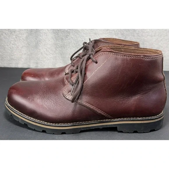 LL Bean Chukka‎ Leather Casual Ankle Boots Men's 12 Wide 3 Eyelets Chestnut