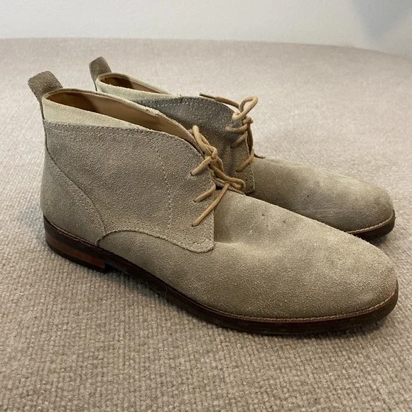 Cole Haan Boots Mens Size 11.5M Beige Suede Chukka Ankle Lace Up Casual C23872‎