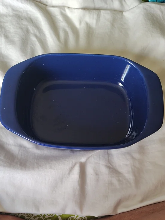 Deep Blue Ceramic Baking Dish with Handles