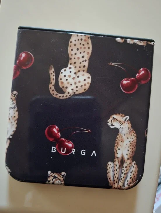Burga Leopard & Cherry Phone Case - Black with Red Accents