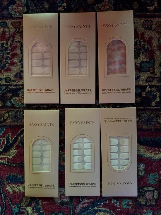 UV-Free Gel Nail Wraps - Pink & White Designs