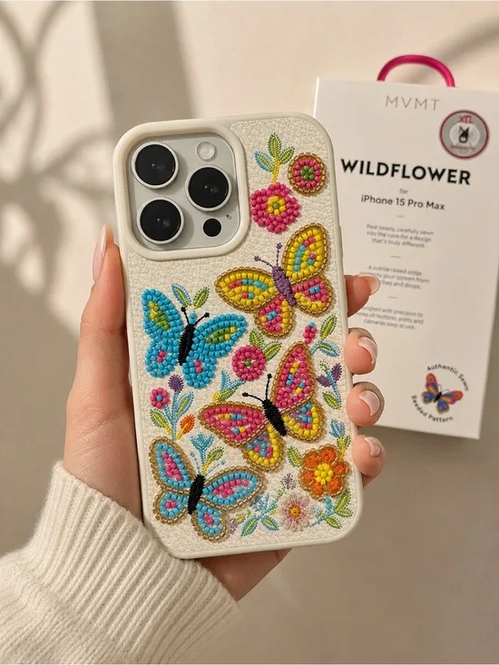 MVMT iPhone 15 Pro Max Case Wildflower Limited Edition Hand Sewn Beaded - New