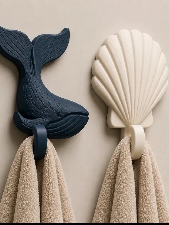 Ocean Wall Hook Set | Whale & Shell | 3D Printed