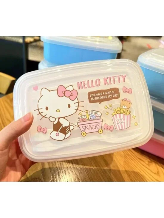 Hello Kitty Snack Container Pink Lunch Box Cute Bento Food Storage