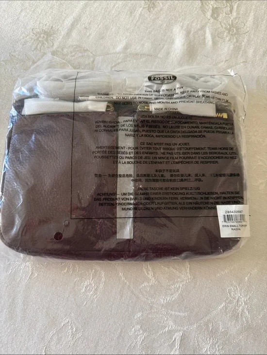 Fossil Erin “Raisin” Leather Crossbody Bag