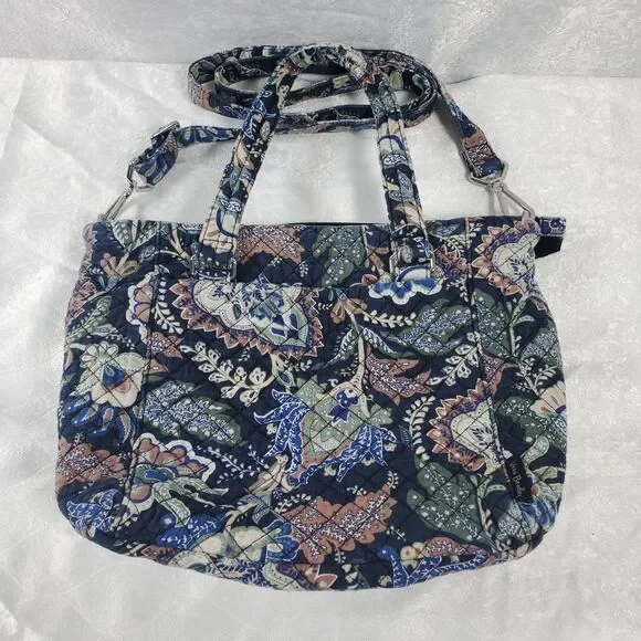 Vera Bradley Glenna Satchel Crossbody Bag Java Navy Camo Retired Pattern