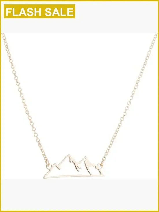 Minimalist Snowy Mountain Peak Necklace Hiking Outdoors Lovers Pendant
