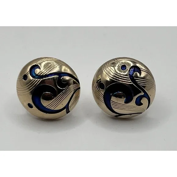 Vintage Kreisler Craft Goldtone Blue Enameled Domed  Approx. 3/4