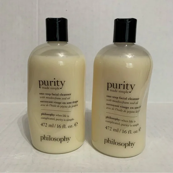 2 Philosophy PURITY MADE SIMPLE one-step facial cleanser 16oz each