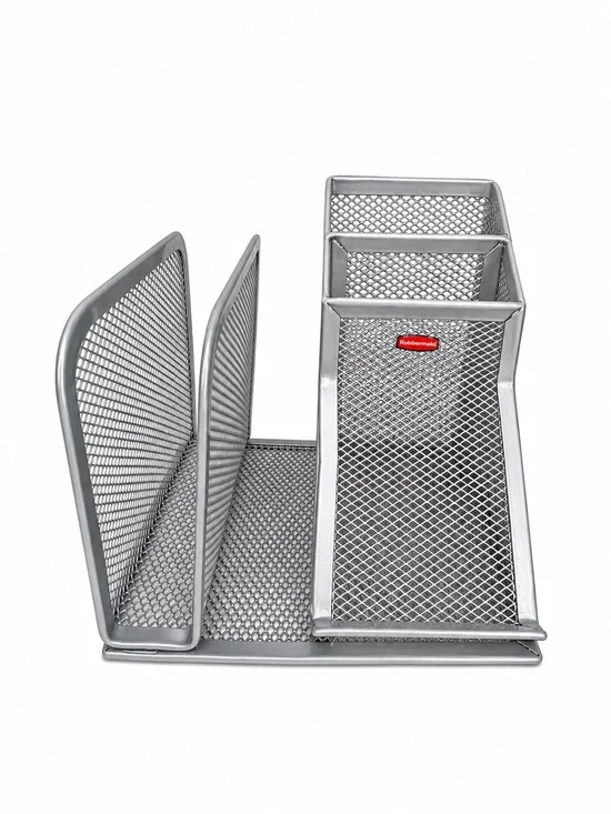 Rubbermaid Silver Mesh Multi-Compartment Desk Organizer