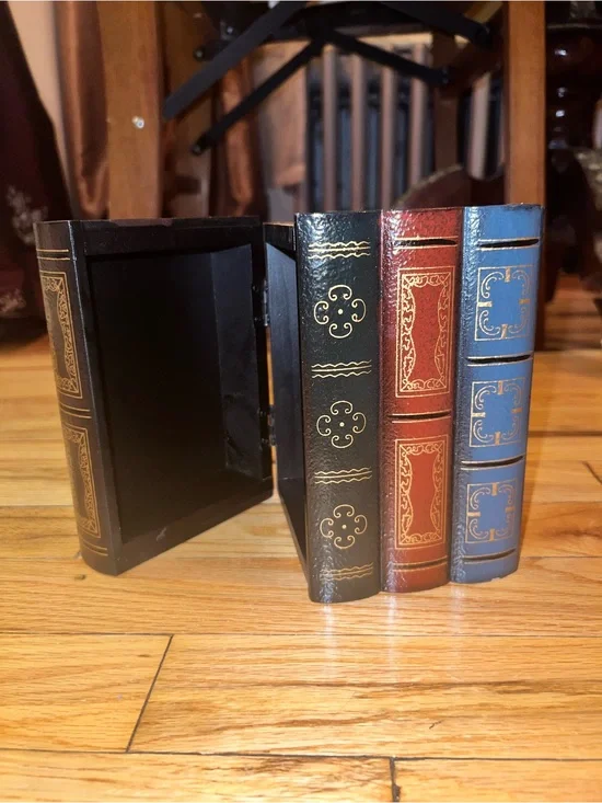 Secret Wooden Books Hiding Compartment. Old World Look.