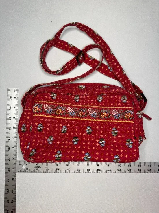 Vera Bradley Provincial Red Crossbody Bag Floral Cute! 90s Retired