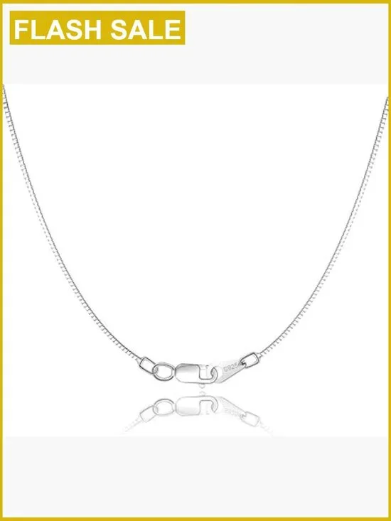 18K Gold Plated 925 Sterling Silver Box Chain Necklace 16-24 Inch