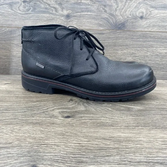 Clarks Chukka Boots Mens 9.5 Black Waterproof Leather Lace Up 261629447085