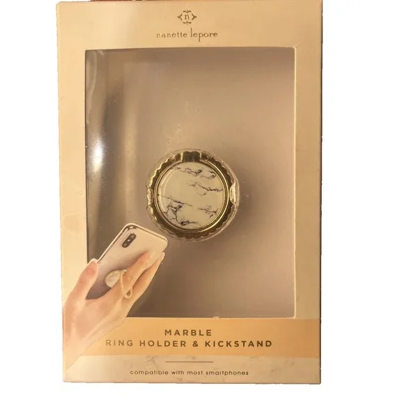 Nanette Lepore Universal Marble Ring Holder & Kickstand For Smartphones‎ New