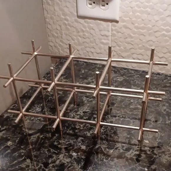 Contemporary Silver Metal Wine Rack