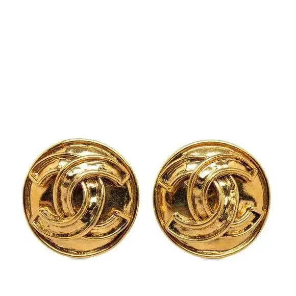 CHANEL Gold Logo Earrings