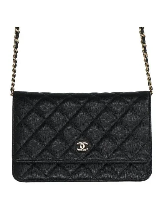 Chanel Quilted Caviar Leather Chain Wallet Shoulder Bag