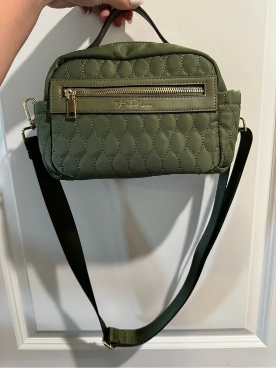 Bella Russo Olive Quilted Crossbody Bag with Gold Hardware