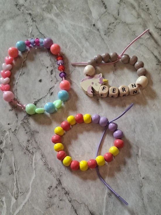 Personalized Kids Bead Bracelets - Pastel & Bright Colors HANDMADE BY MY GIRLS