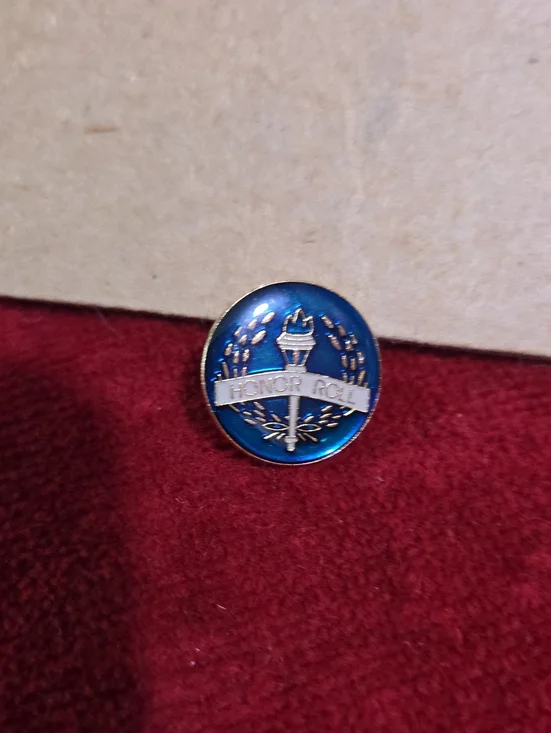 Honor Roll Torch Enamel Pin in Blue and Gold Vtg Rare Beautiful