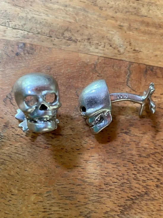 Robin Rotenier Sterling Silver Skull & Crossbones Cufflinks 15g Ozzy