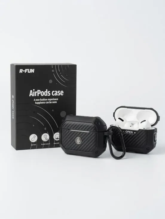 R-FUN Rugged Protective Case for AirPods Pro 1st & 2nd Gen – Black