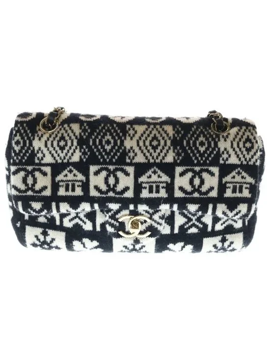 Chanel Coconut Jewel Gold Chain Shoulder Bag White Black