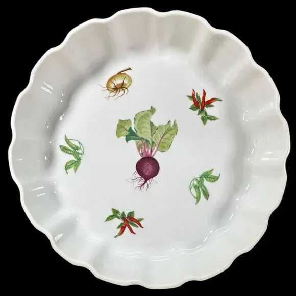 Vegetable Garden by Andrea - Round Casserole Pie Quiche Pan Dish 9.5”‎ X 3.75”