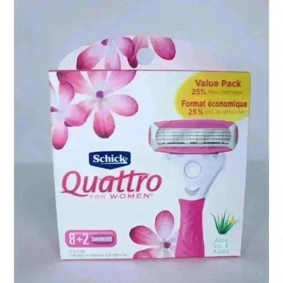 Schick Quattro For‎ Women Aloe & Vitamin E Razor 10 Blade Refills NIB