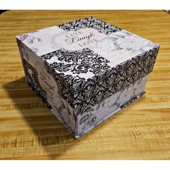Elegant Storage Box Grey & Black Paris Art Nouveau Live Laugh Love 9