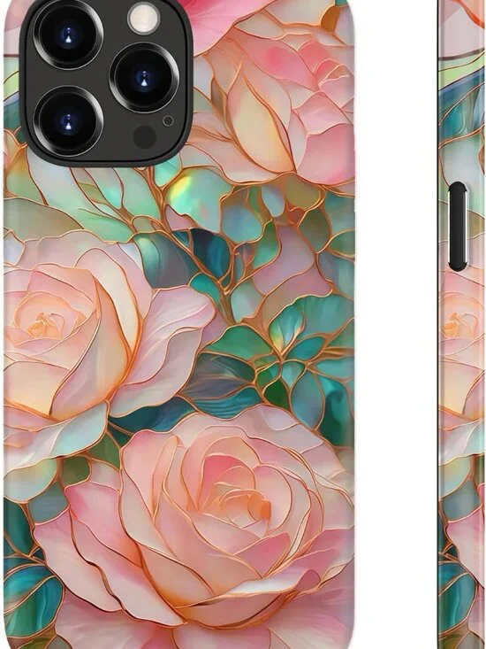 iPhone 16 Pro Case Cute Pink Rose Wireless Charging Protective Cover