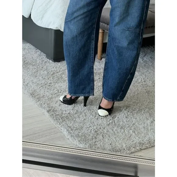 CHANEL Black and White Slingback Heel