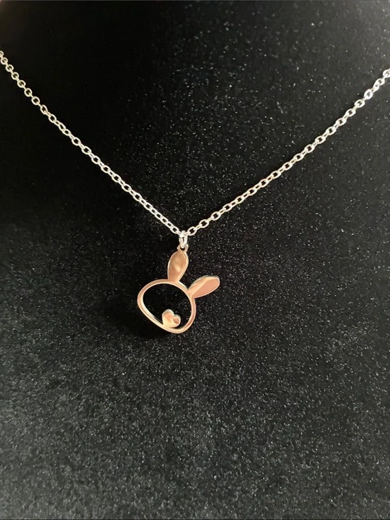 Stainless Bunny Pendant Necklace - Kids Jewelry