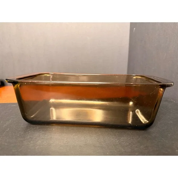 Pyrex Fireside Amber Brown Glass Loaf Pan 213 1.5 Quart Vintage Bakeware