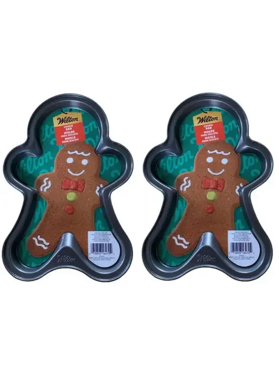 Wilton Gingerbread Boy Cookie Pan Bakeware Nonstick Lot of 2 Holiday Christmas