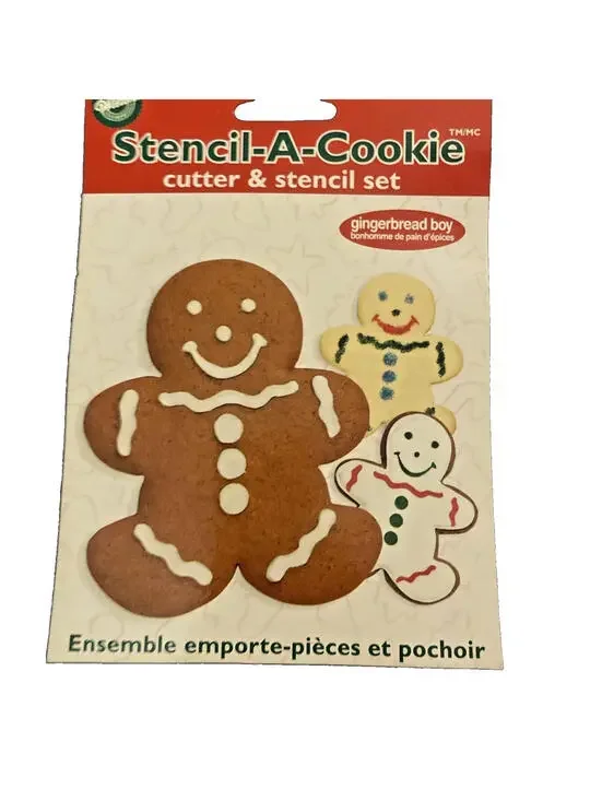 Wilton Stencil A Cookie Cutter Set Gingerbread Boy Cookies Christmas Vintage New