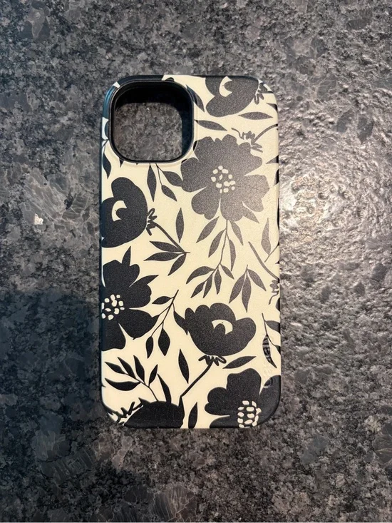 Black & White Floral Protective Phone Case - Compatible Cell Phone Accessory