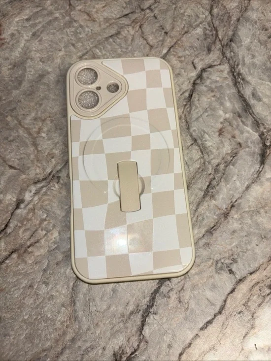 Velvet Caviar iPhone 11 12 Case Nude Vibe Checker Checkered MagSafe Stand Grip