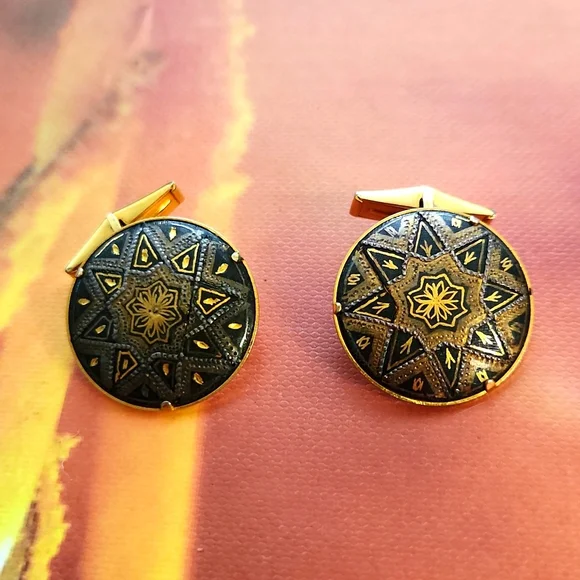 Vintage Damascene Cuff Links