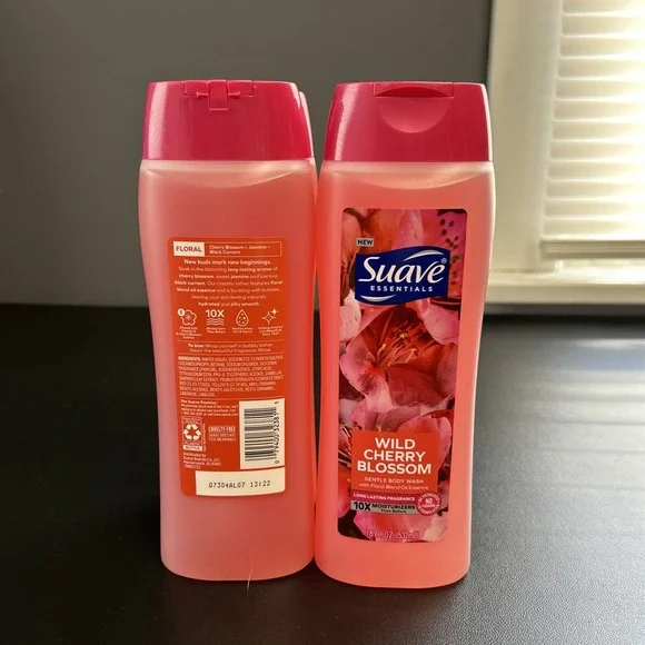 4 PK SUAVE ESSENTIALS WILD CHERRY BLOSSOM HYDRATING‎ BODY WASH 18 OZ